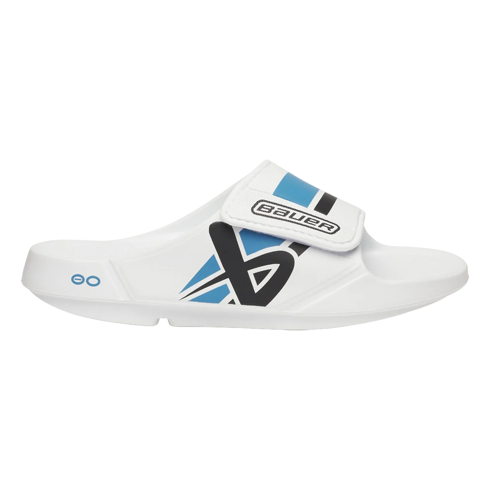 S25 BAUER OOFOS SPORT FLEX SLIDE WHITE/BLUE
