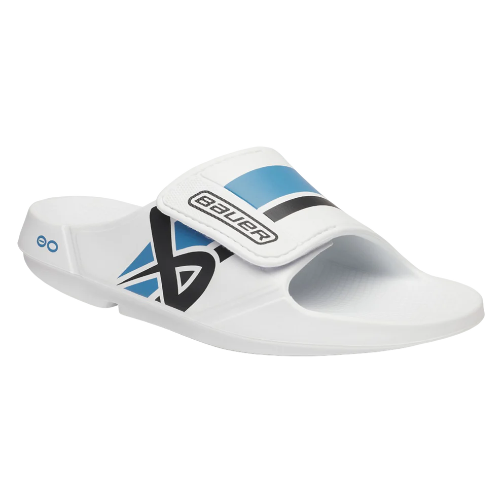 S25 BAUER OOFOS SPORT FLEX SLIDE WHITE/BLUE